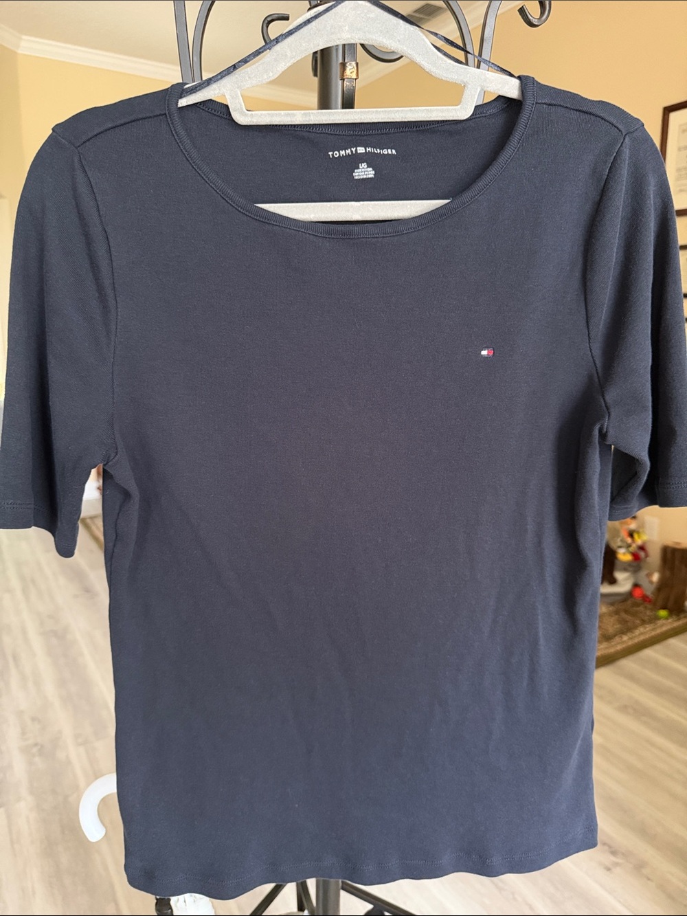 Tommy Hilfiger Navy Short Sleeve Crewneck Tee with Small Flag